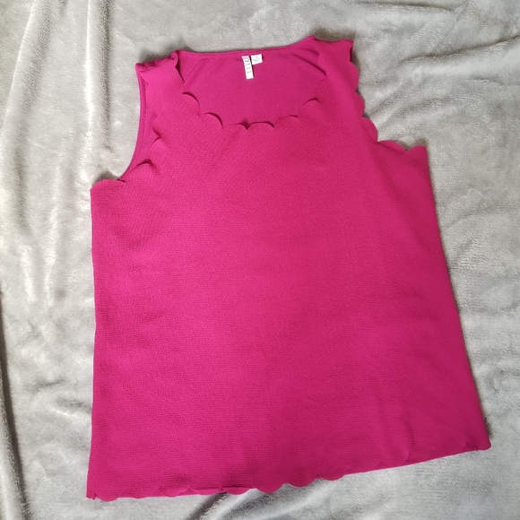 Elle Sleeveless Scalloped Trim Top Womens Pink Med Blouse - Picture 4 of 9